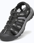 Dannto Trekport N2 - Men's Hiking Sandals black white shown from a three-quarter view