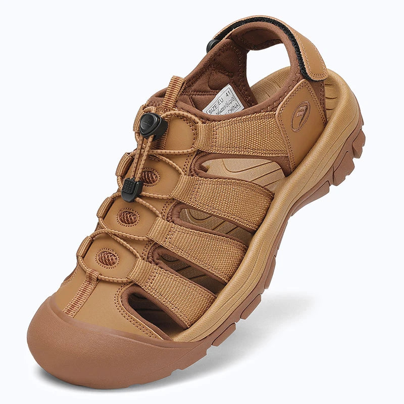 Dannto Trekport N2 - Men's Hiking Sandals light brown shown from a three-quarter view