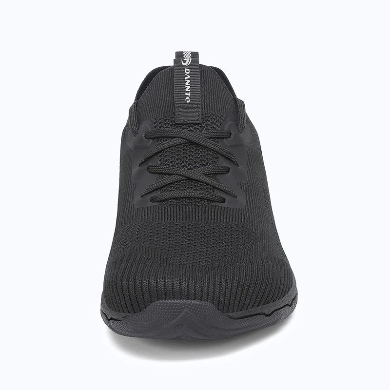 Dannto black zero drop barefoot sneakers shown from the front