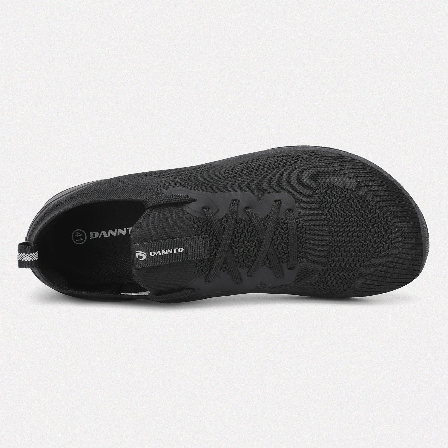 Dannto black zero drop barefoot sneakers shown from the top