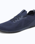 Dannto blue zero drop barefoot sneakers shown from a three quarter view