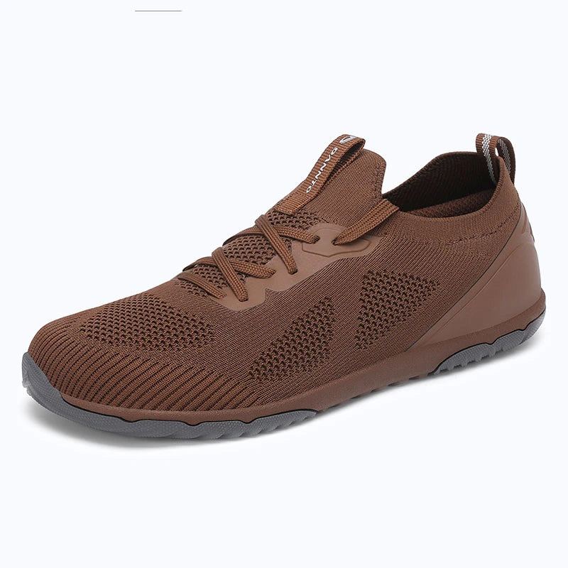 Dannto brown zero drop barefoot sneakers shown from a three quarter view