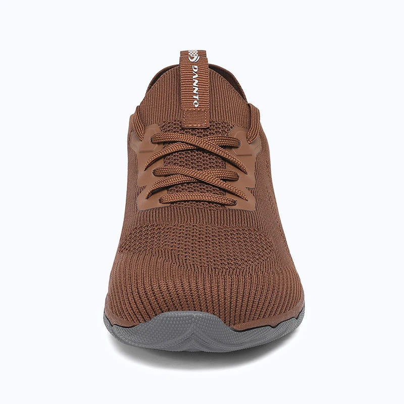 Dannto brown zero drop barefoot sneakers shown from the front