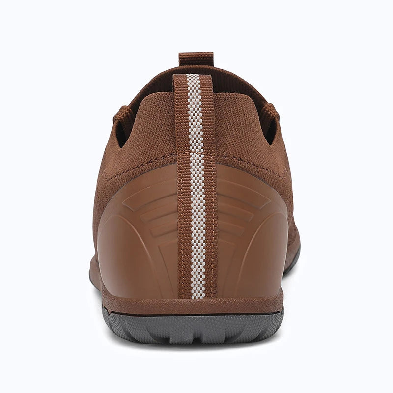Dannto brown zero drop barefoot sneakers shown from the back