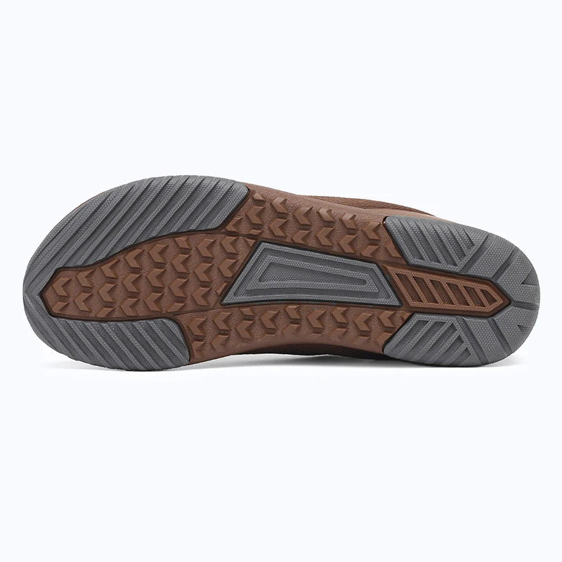 Dannto brown zero drop barefoot sneakers shown from the back