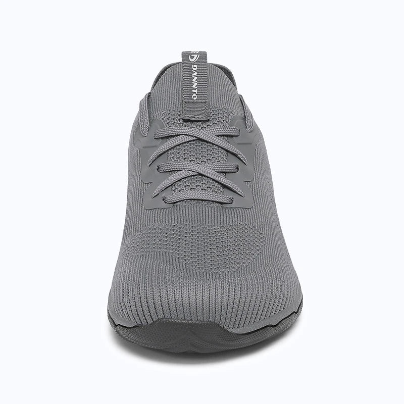 Dannto dark gray zero drop barefoot sneakers shown from the front