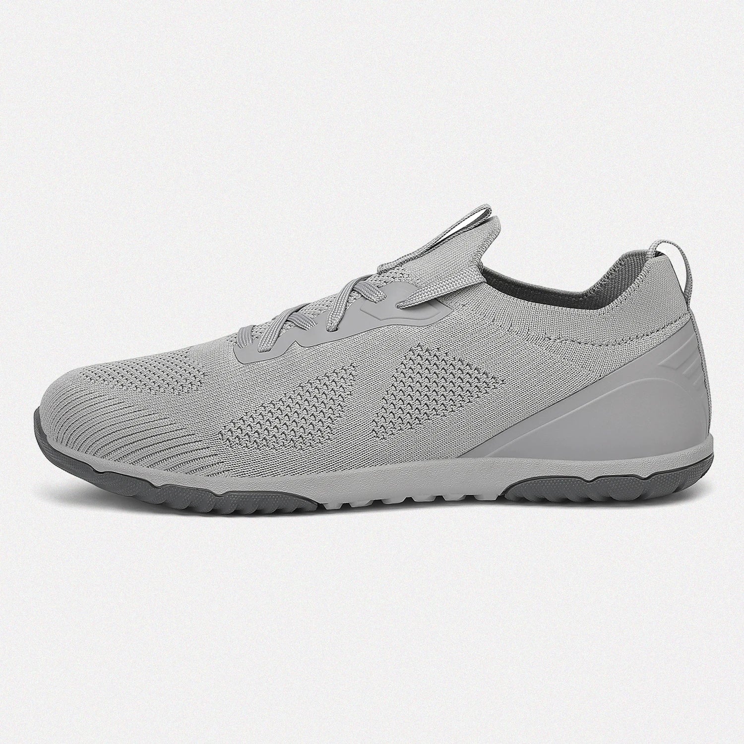 Dannto gray zero drop barefoot sneakers shown from the side