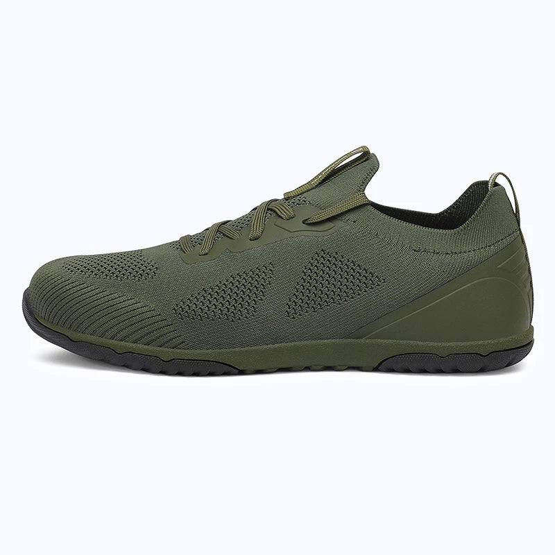 Dannto green zero drop barefoot sneakers shown from the side
