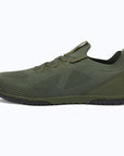 Dannto green zero drop barefoot sneakers shown from the side