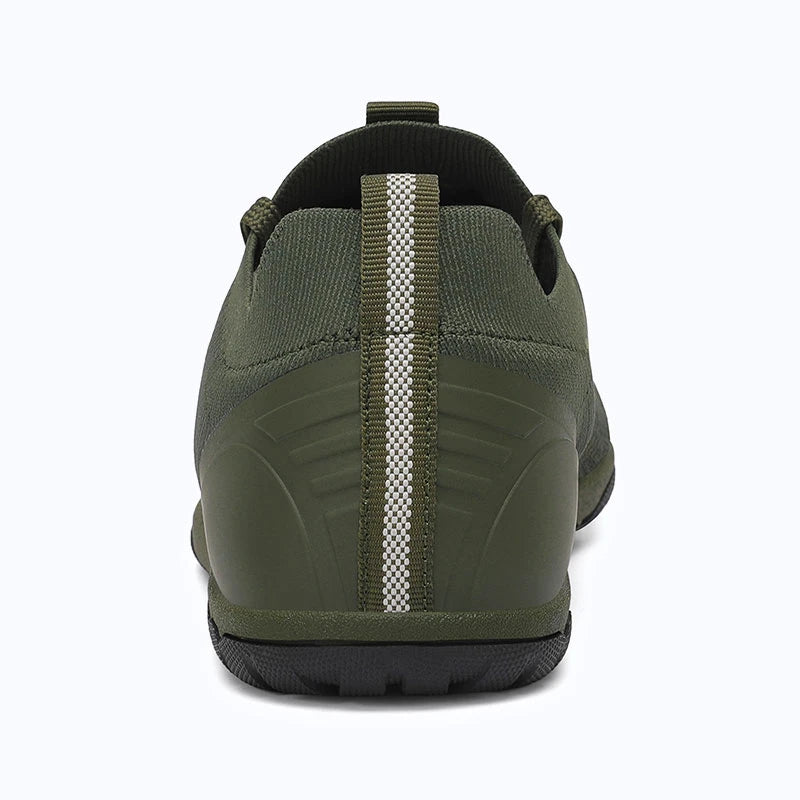 Dannto green zero drop barefoot sneakers shown from the back