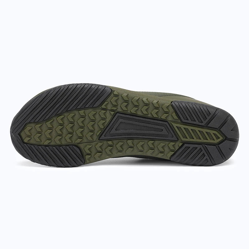Dannto green zero drop barefoot sneakers shown from the bottom