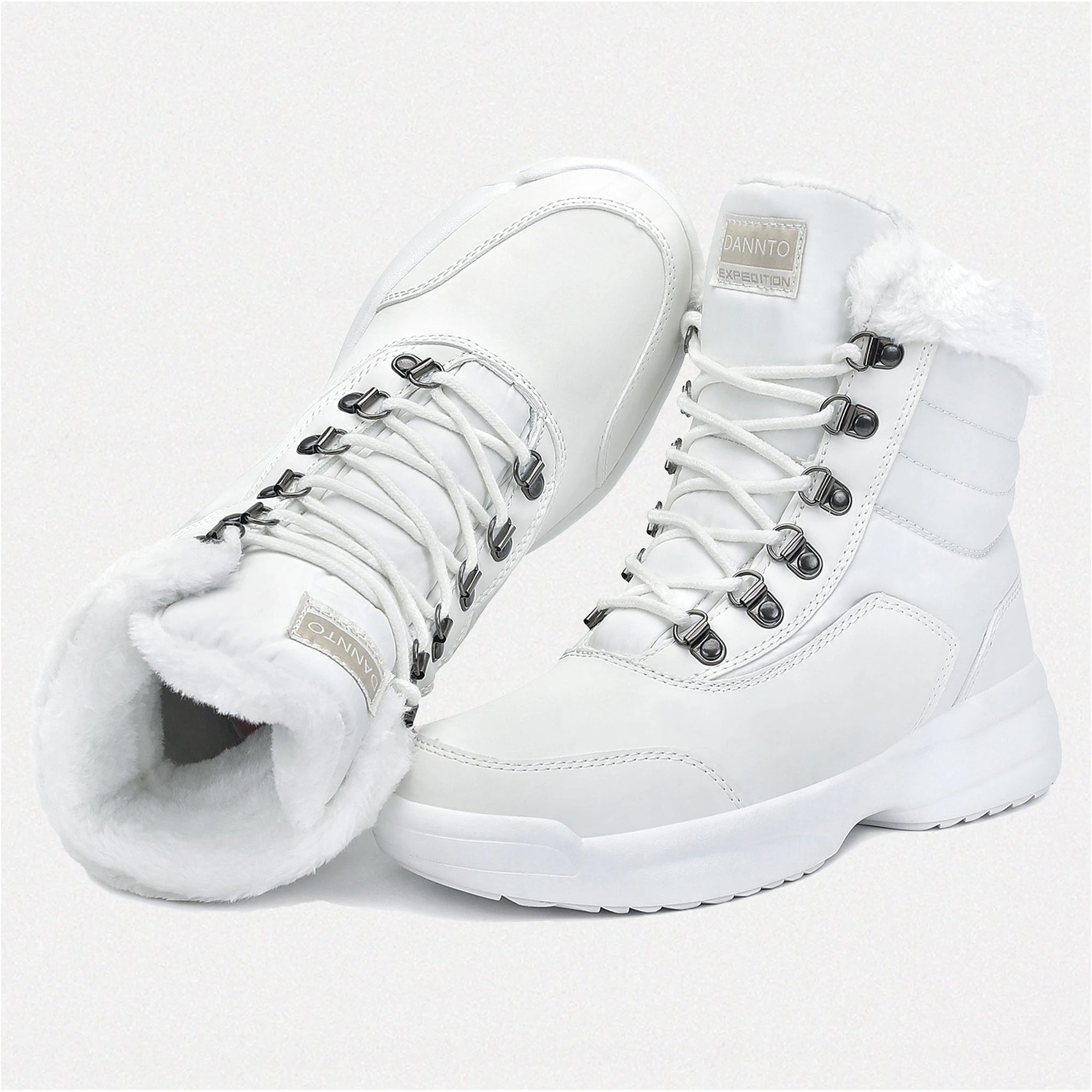 Dannto women‘s white winter snow Boots shown from the top