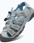 Dannto women's trailport H2 sandal beige shown from a three quarter view
