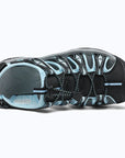Dannto women's trailport H2 sandal black blue shown from the top