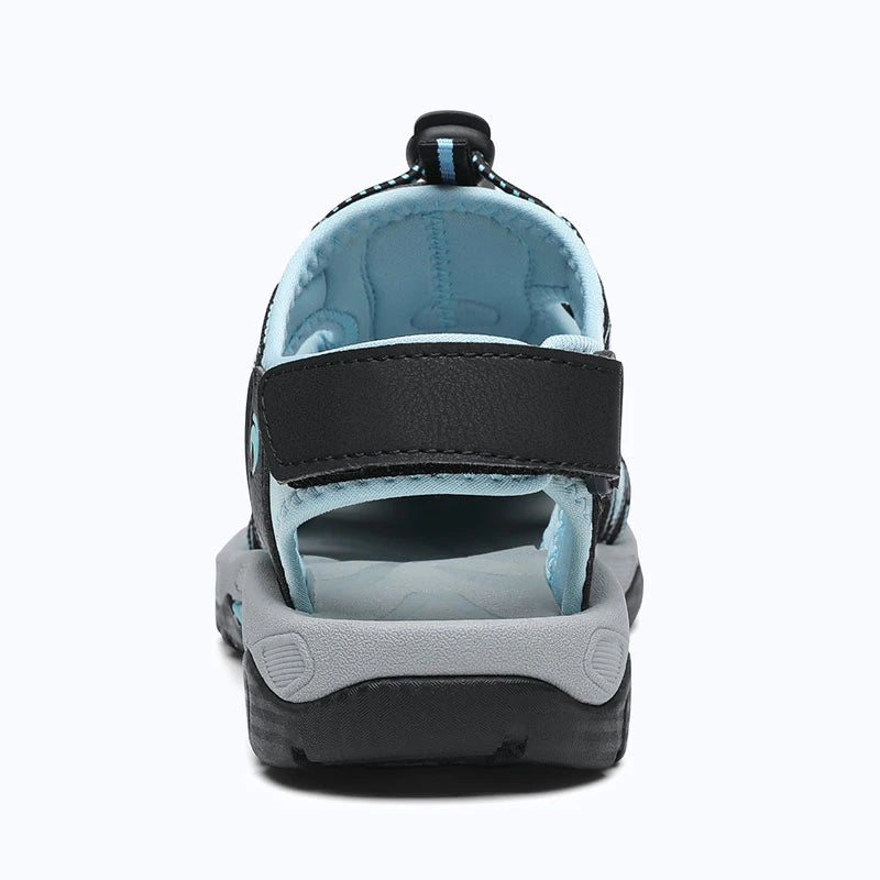 Dannto women's trailport H2 sandal black blue shown from the back