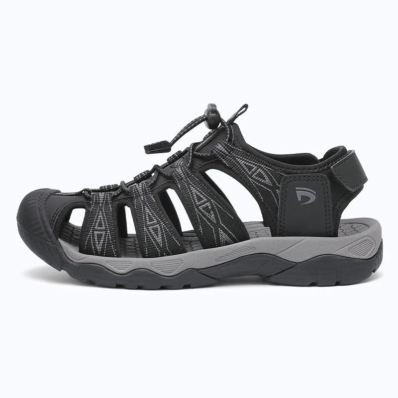 Dannto women's trailport H2 sandal black gray shown from the side