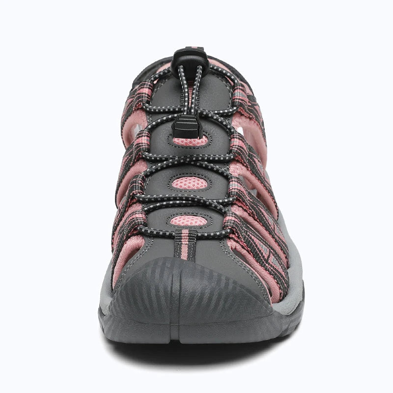 Dannto women's trailport H2 sandal gray pink shown from the front