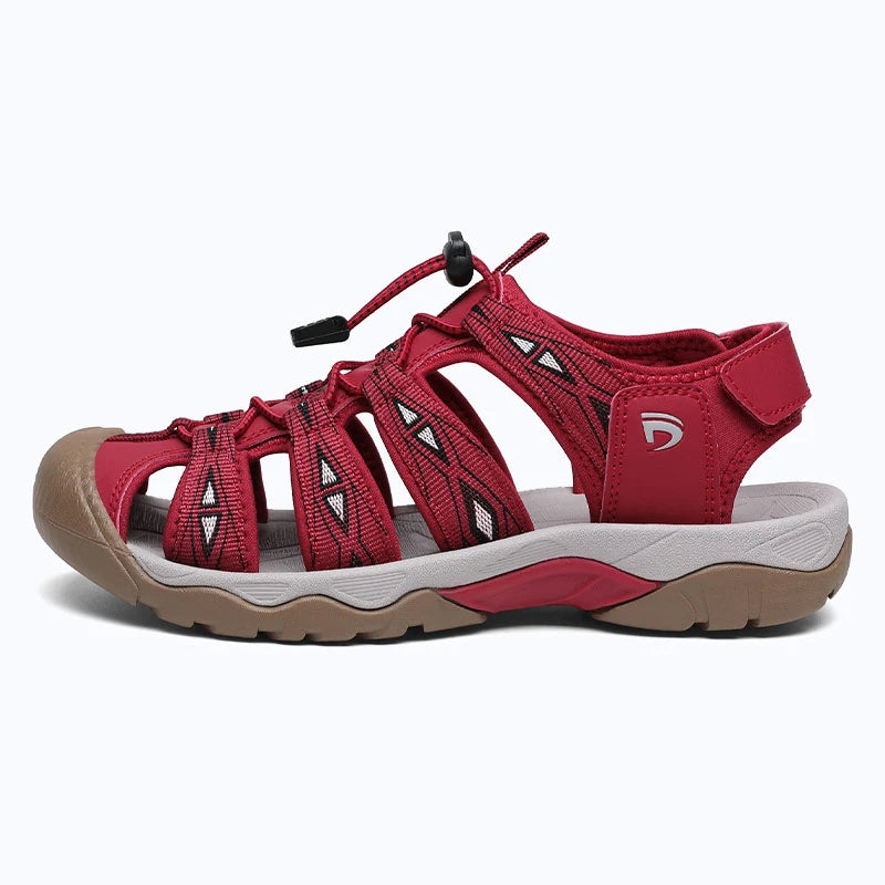 Dannto women's trailport H2 sandal red shown from the side