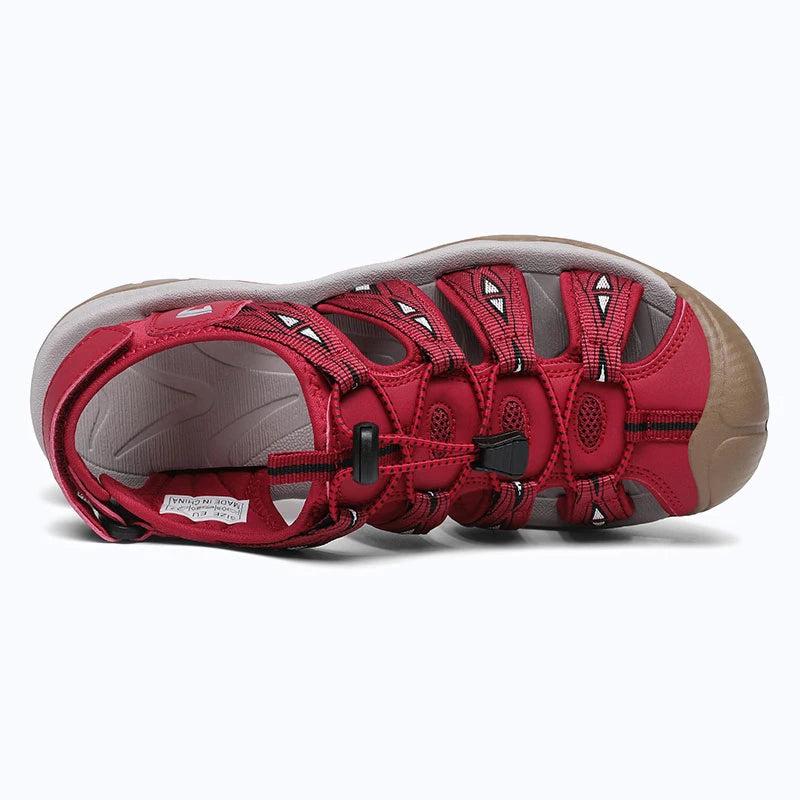 Dannto women's trailport H2 sandal red shown from the top