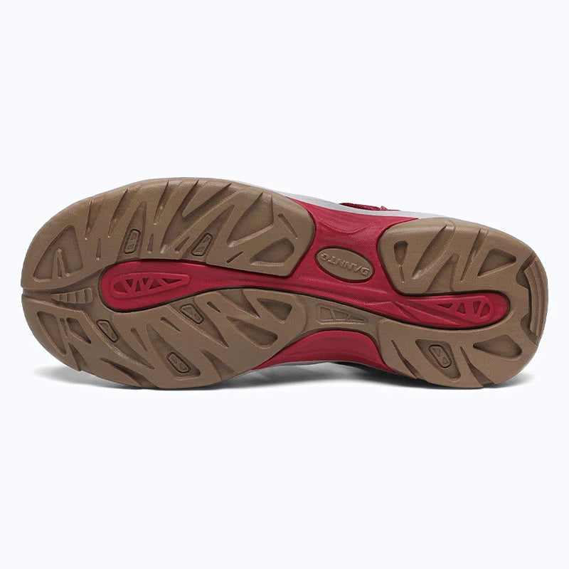 Dannto women's trailport H2 sandal red shown from the bottom