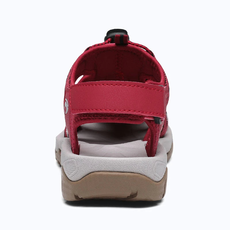 Dannto women's trailport H2 sandal red shown from the back