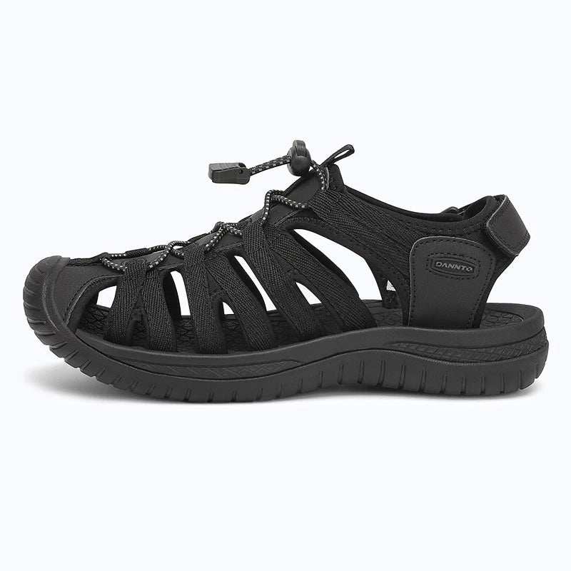 Dannto women's closed toe hiking sandals S2 black shown from the side