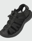Dannto women's closed toe hiking sandals S2 black shown from a three quarter view