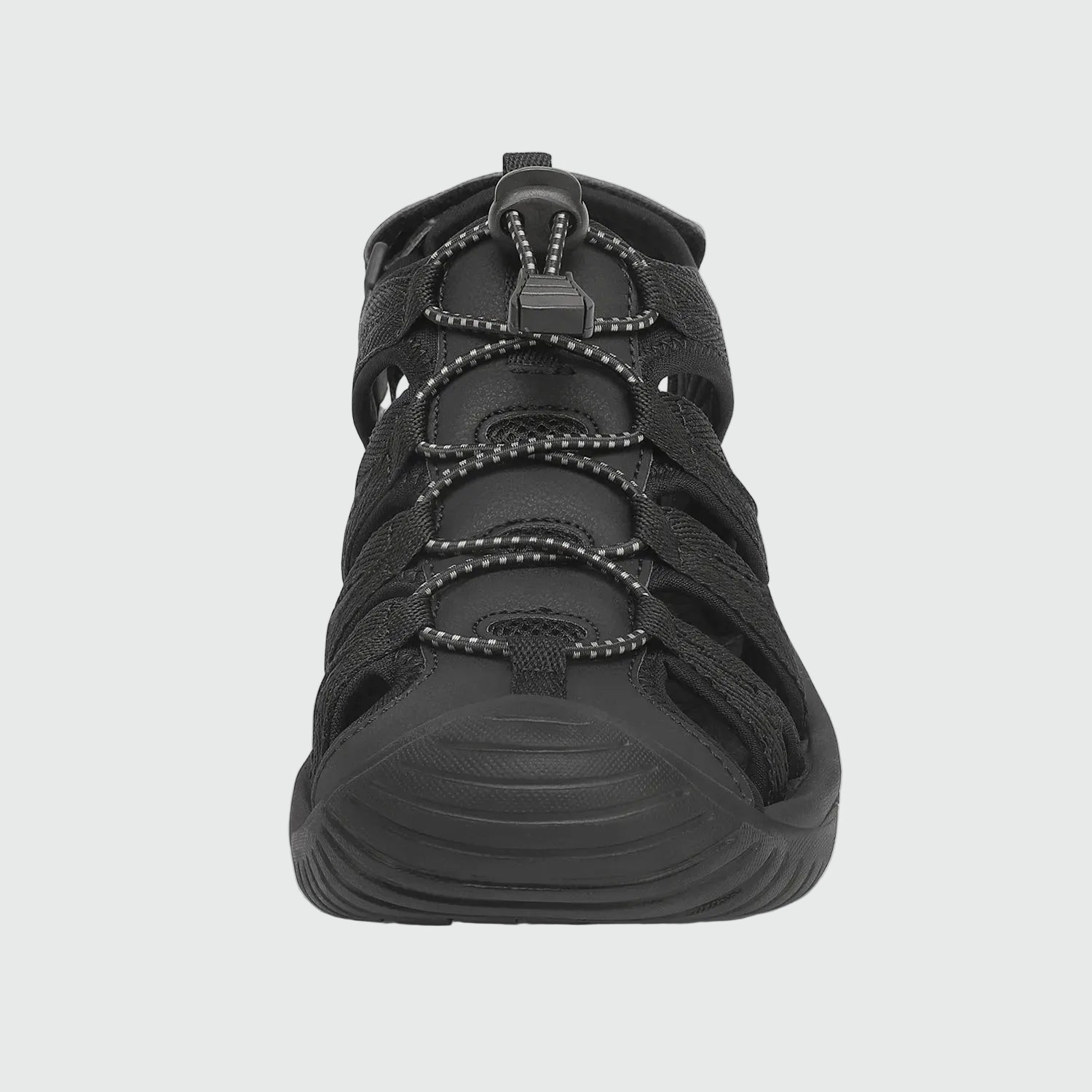 Dannto women's closed toe hiking sandals S2 black shown from the front