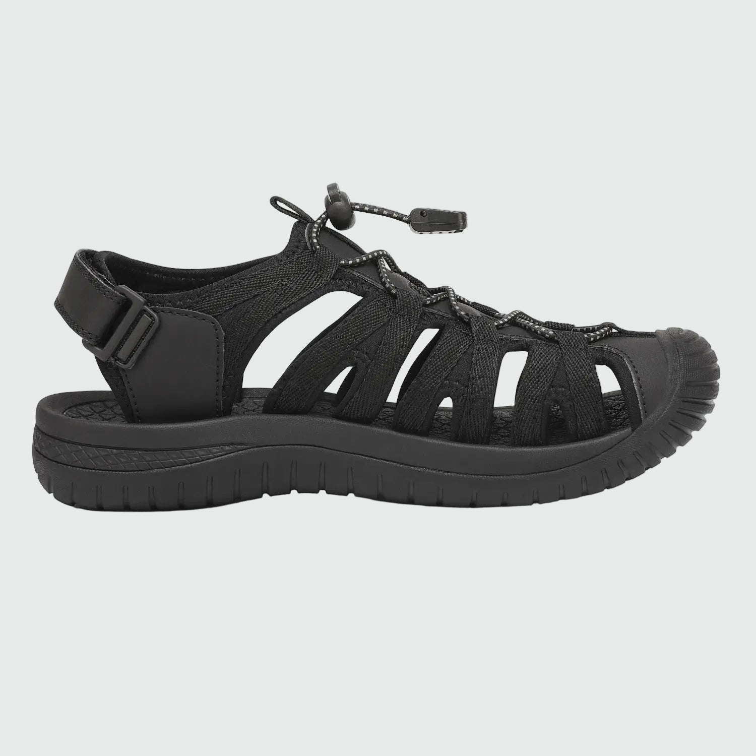 Dannto women's closed toe hiking sandals S2 black shown from the side