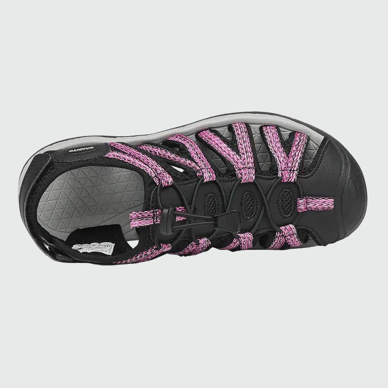 Dannto women's closed toe hiking sandals S2 black pink shown from the top
