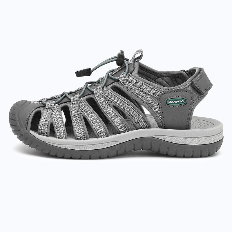 Dannto women's closed toe hiking sandals S2 gray shown from the side
