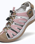 Dannto women's closed toe hiking sandals S2 khaki shown from a three quarter view