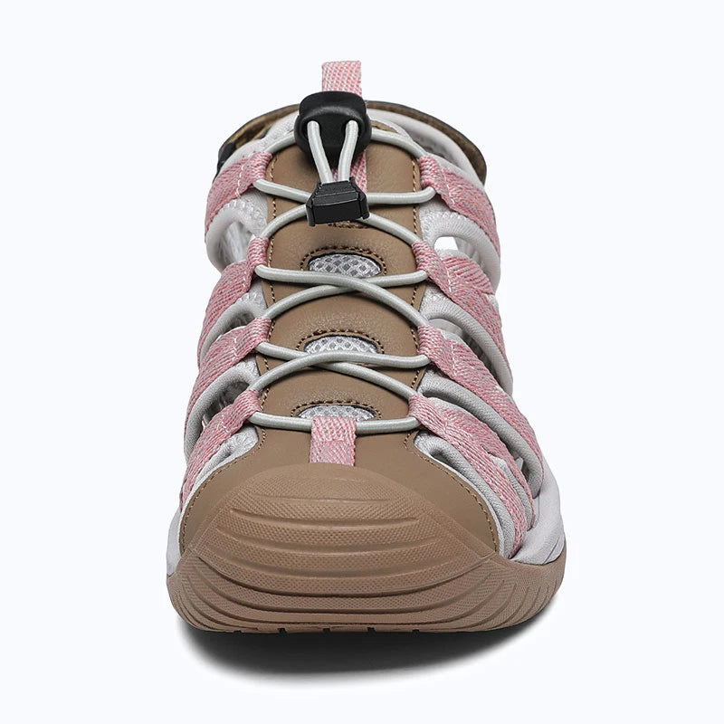 Dannto women's closed toe hiking sandals S2 khaki shown from the front