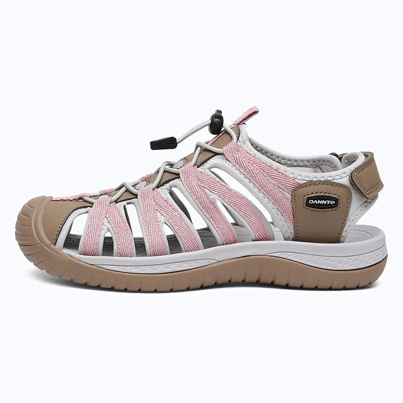 Dannto women's closed toe hiking sandals S2 khaki shown from the side