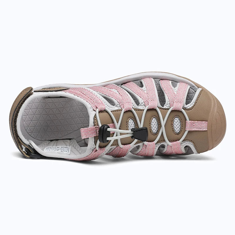 Dannto women's closed toe hiking sandals S2 khaki shown from the top
