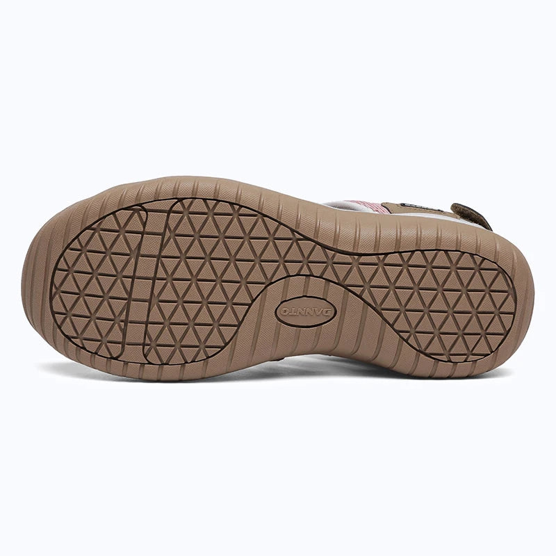 Dannto women's closed toe hiking sandals S2 khaki shown from the bottom