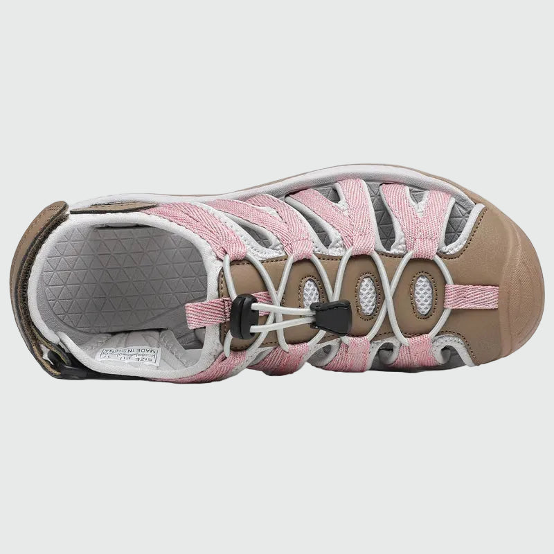 Sandali da trekking chiusi con punta Dannto da donna S2 color kaki mostrati dall'alto