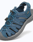 Dannto women's closed toe hiking sandals S2 navy blue shown from a three quarter view