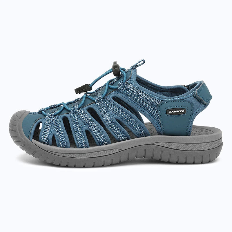 Dannto women's closed toe hiking sandals S2 navy blue shown from the side