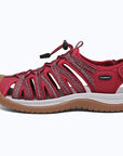 Dannto women's closed toe hiking sandals S2 red shown from the side