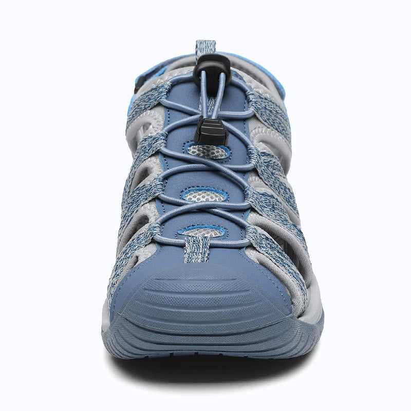 Dannto women's closed toe hiking sandals S2 blue shown from the front