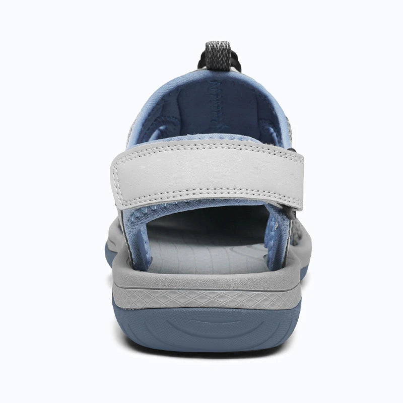 Dannto women's closed toe hiking sandals S2 blue shown from the back