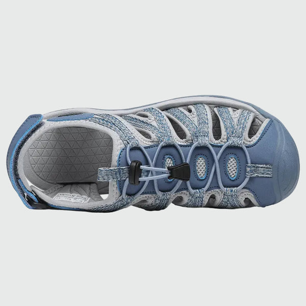 Sandali da trekking chiusi in punta da donna Dannto S2 blu mostrati dall'alto