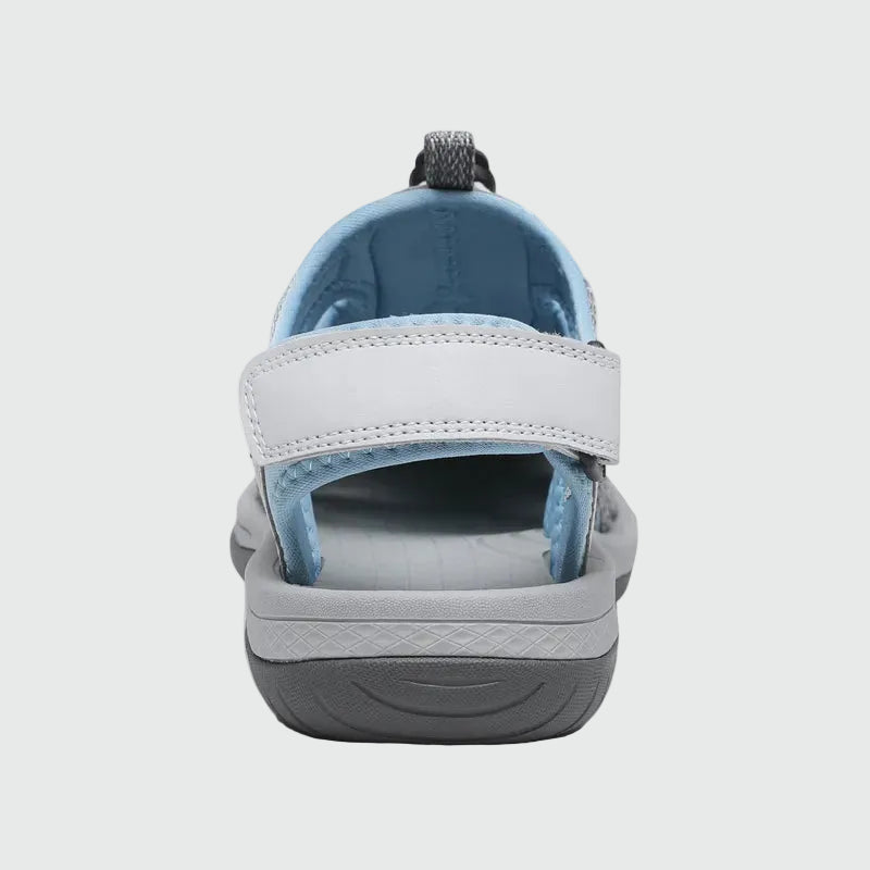 Dannto Damen-Wandersandalen mit geschlossener Zehenpartie S2 blau, von hinten dargestellt