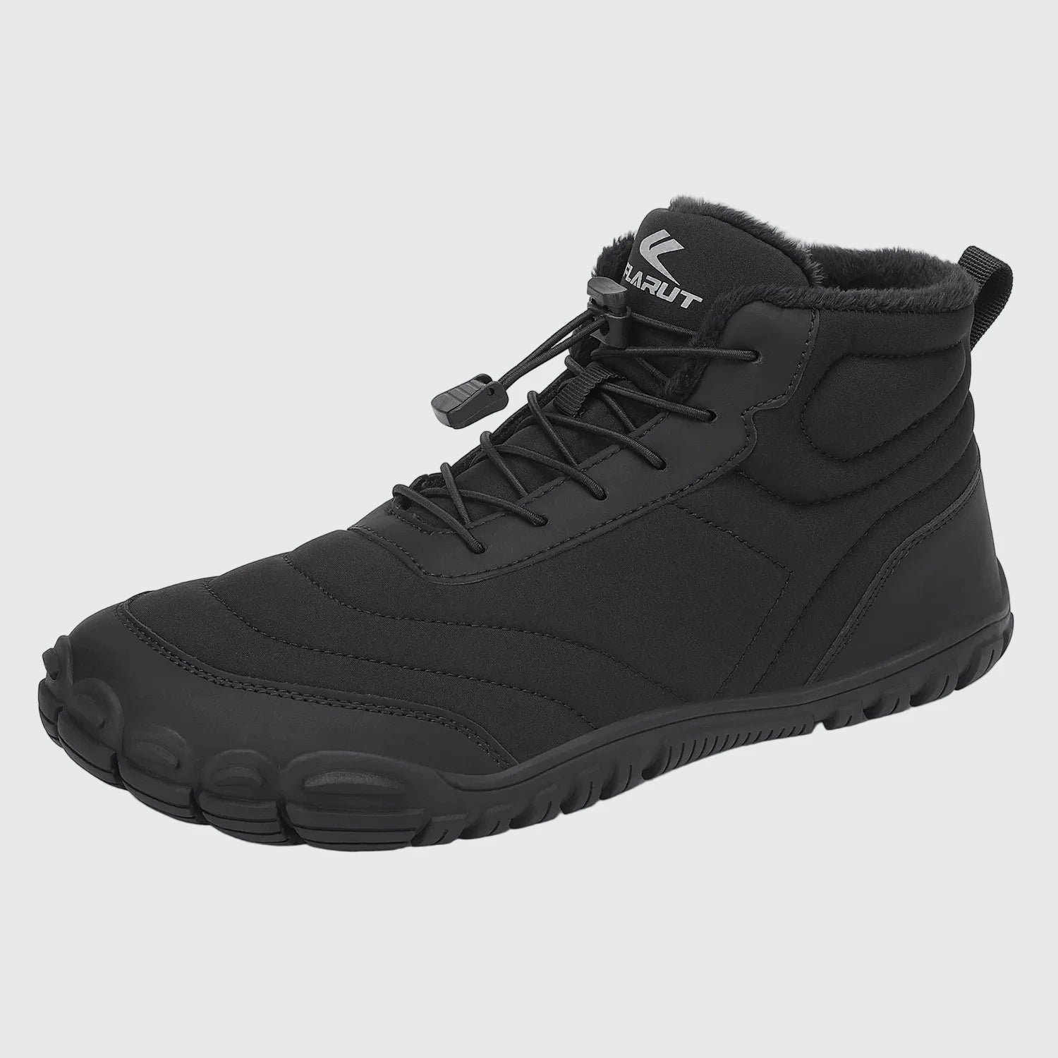 Dannto unisex‘s all black winter snow Boots shown at a side angle