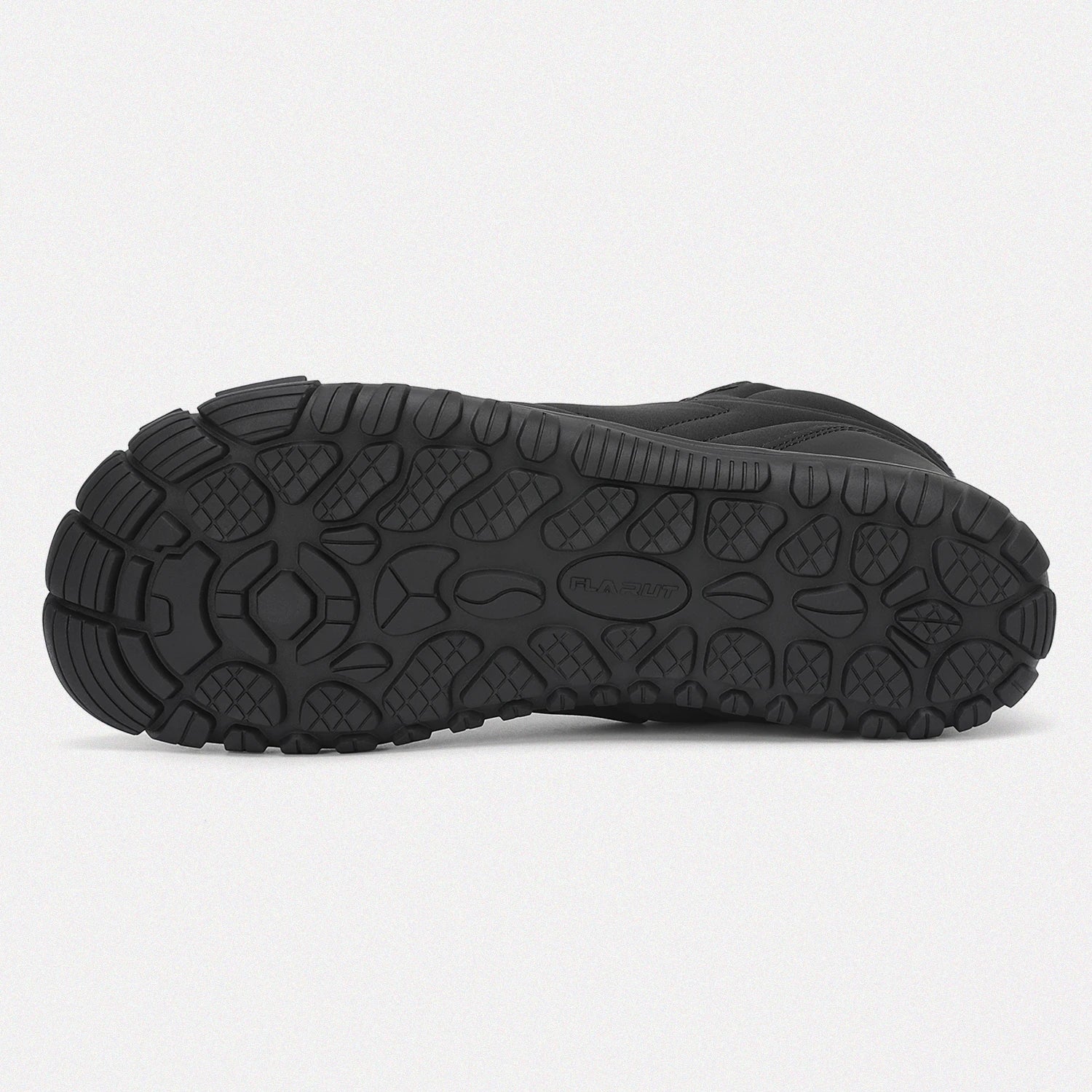 Dannto unisex‘s all black winter snow Boots shown from the botton