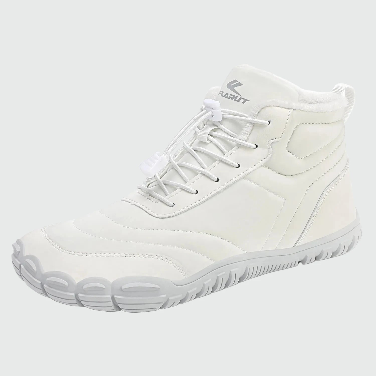 Dannto unisex‘s white winter snow Boots shown at a side angle