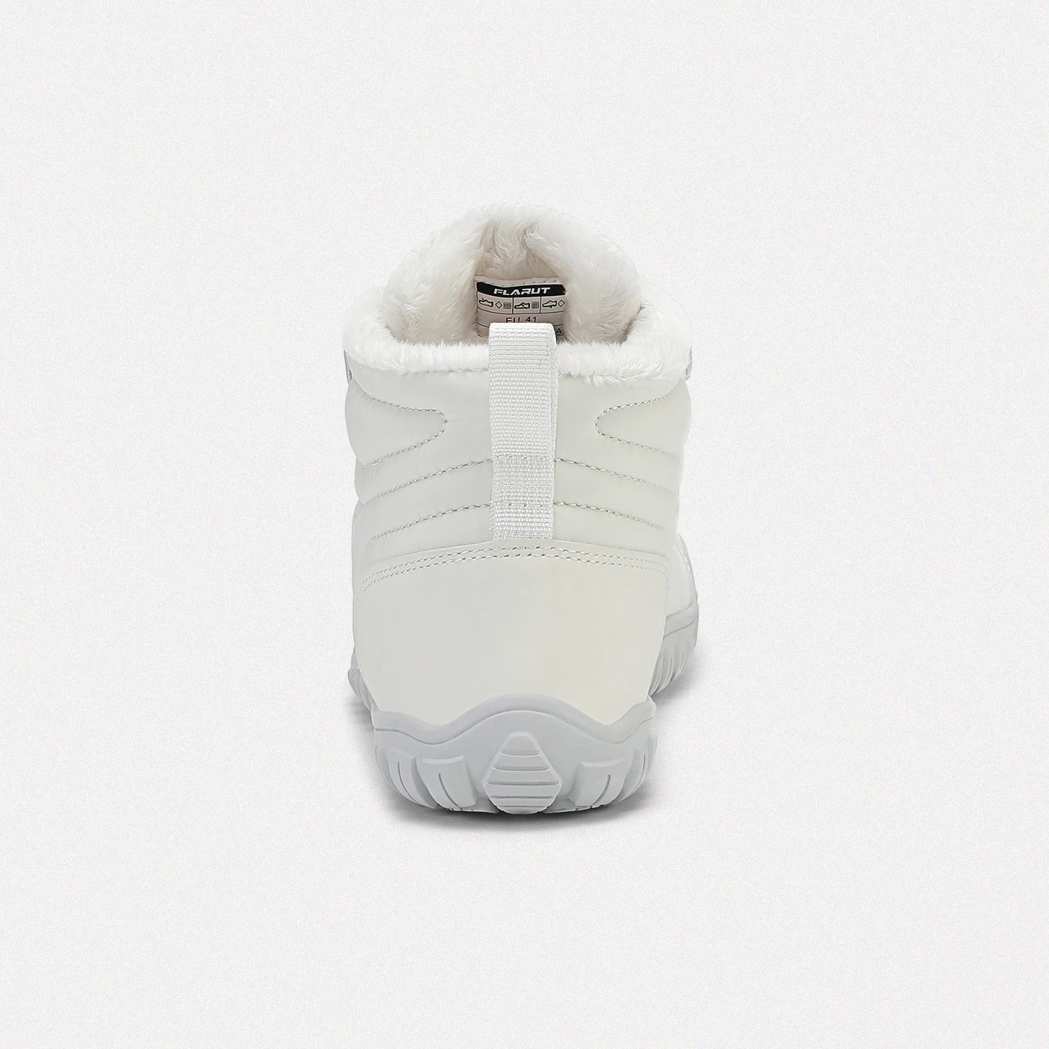 Dannto unisex‘s white winter snow Boots shown from the back