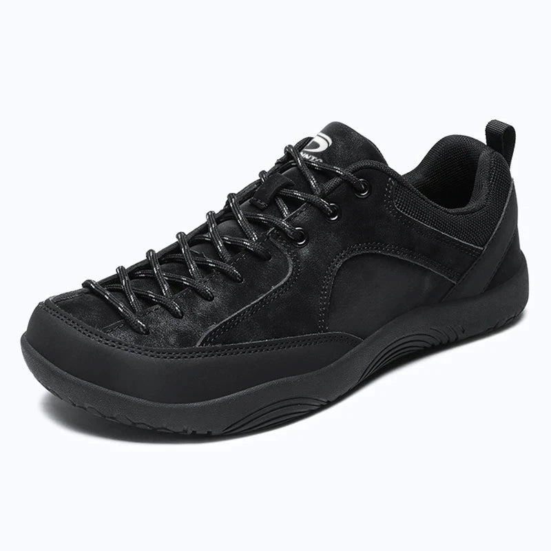 Dannto Veld I - Men's and Women's Wide Toe Box Barefoot Shoes black shown from a three quarter view