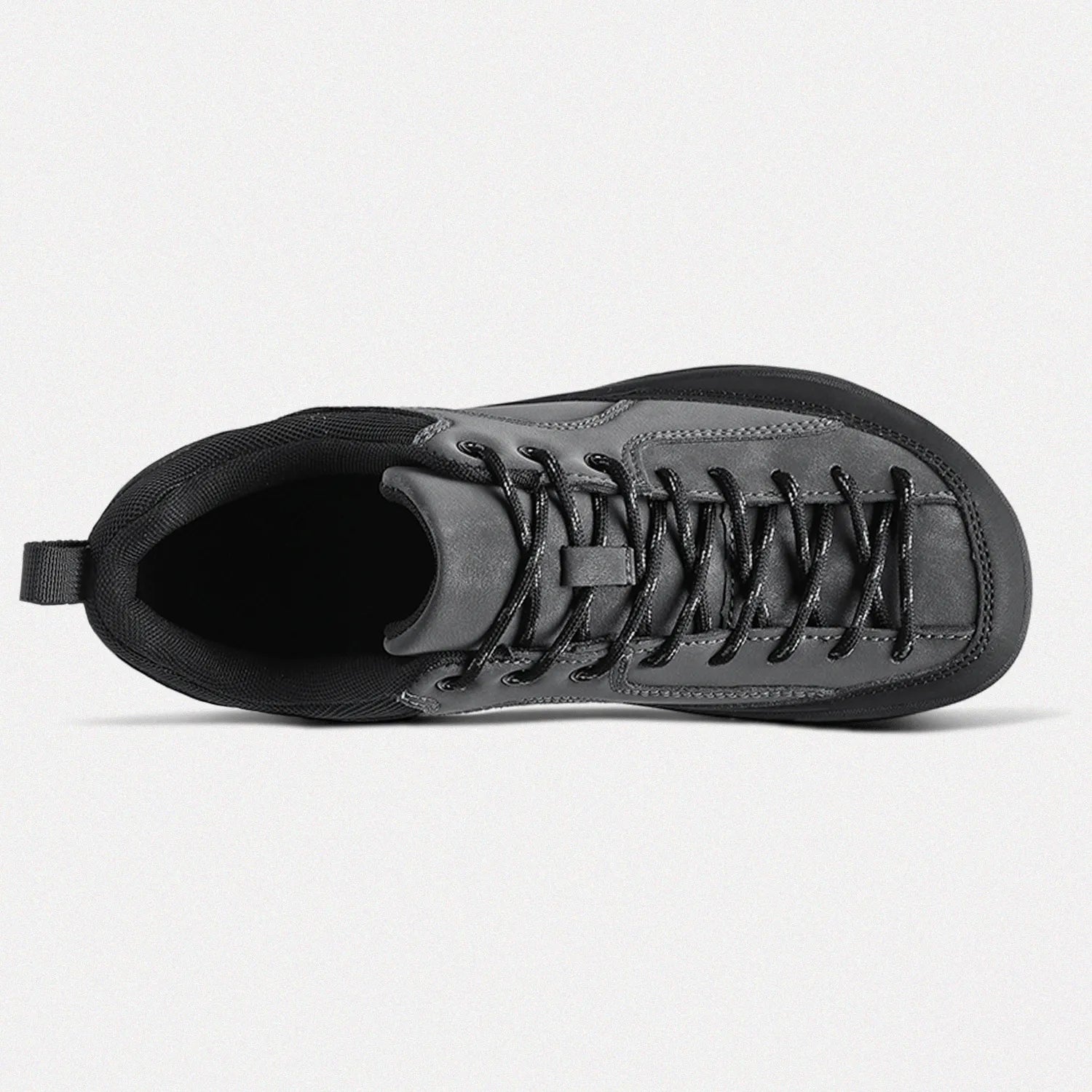 Dannto men‘s gray wide toe outdoor sneakers shown from the top